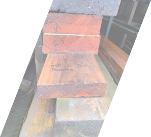 Recycled hardwood beams stacked at Moss Vale timber yard